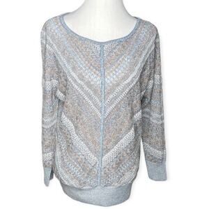White House Black Market Color-Connector Dolman Sweater Blue Silver Size Large